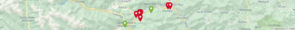 Kartenansicht für Apotheken-Notdienste in der Nähe von Proleb (Leoben, Steiermark)